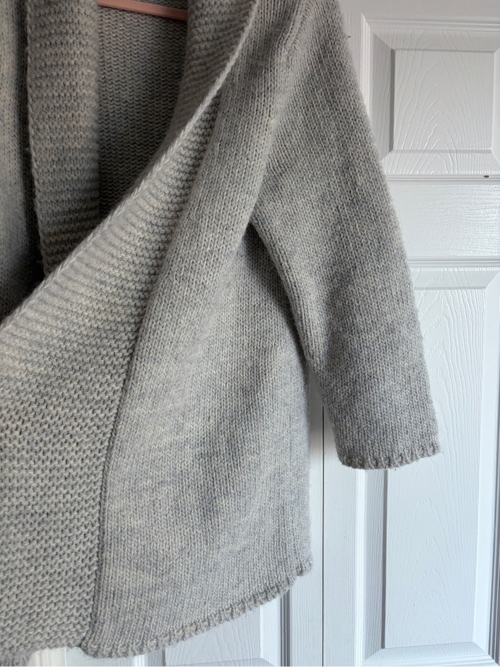 J. Jill Alpaca Blend Shawl Collar Open Front Cardigan Heavy Knit Gray - Picture 3 of 5